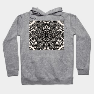 Black and Cream Mandala Tapestry Pattern Hoodie